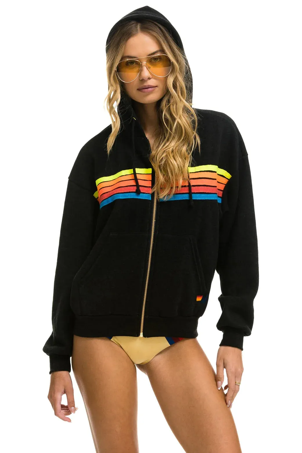 5 Stripe Relaxed Zip Hoodie