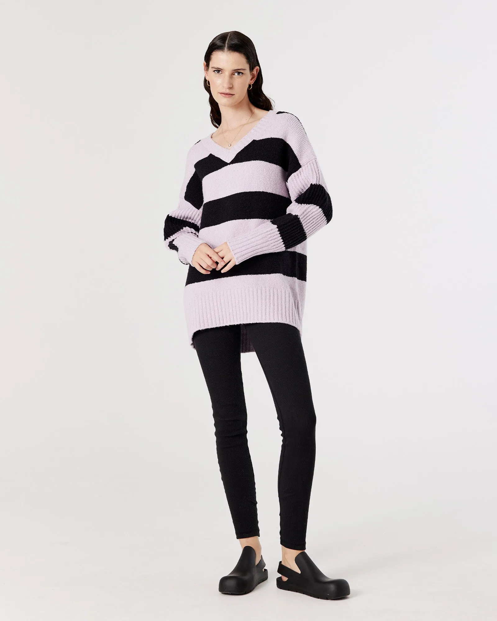 AVA SWEATER - LILAC STRIPE