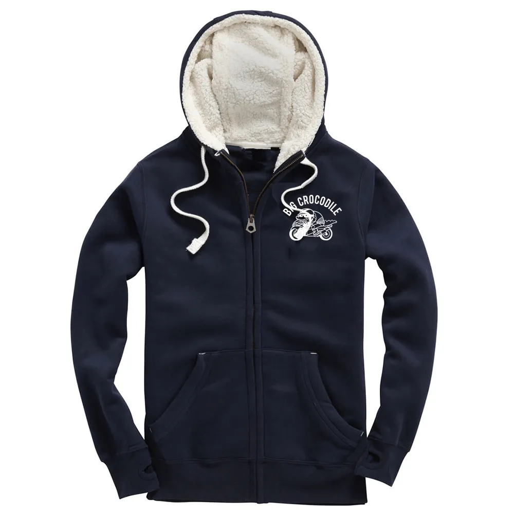 Biker Fleece Lined Zip Up Hoodie