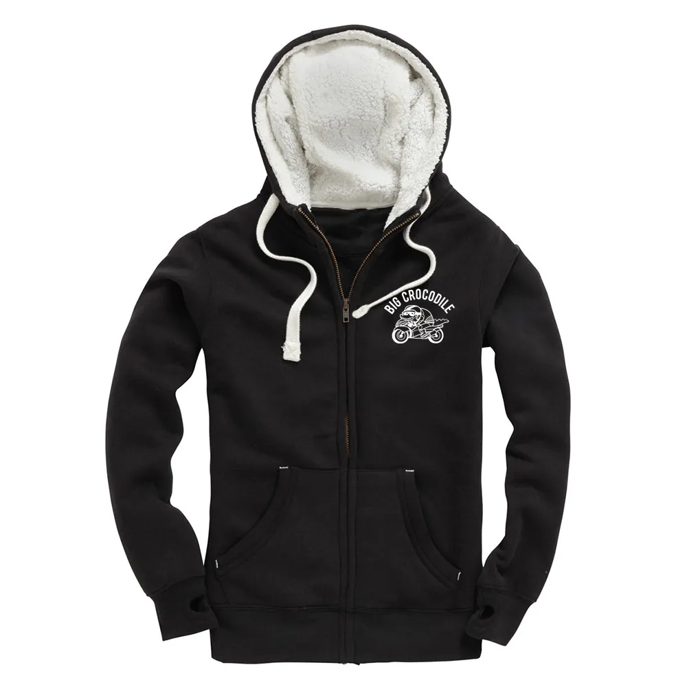 Biker Fleece Lined Zip Up Hoodie