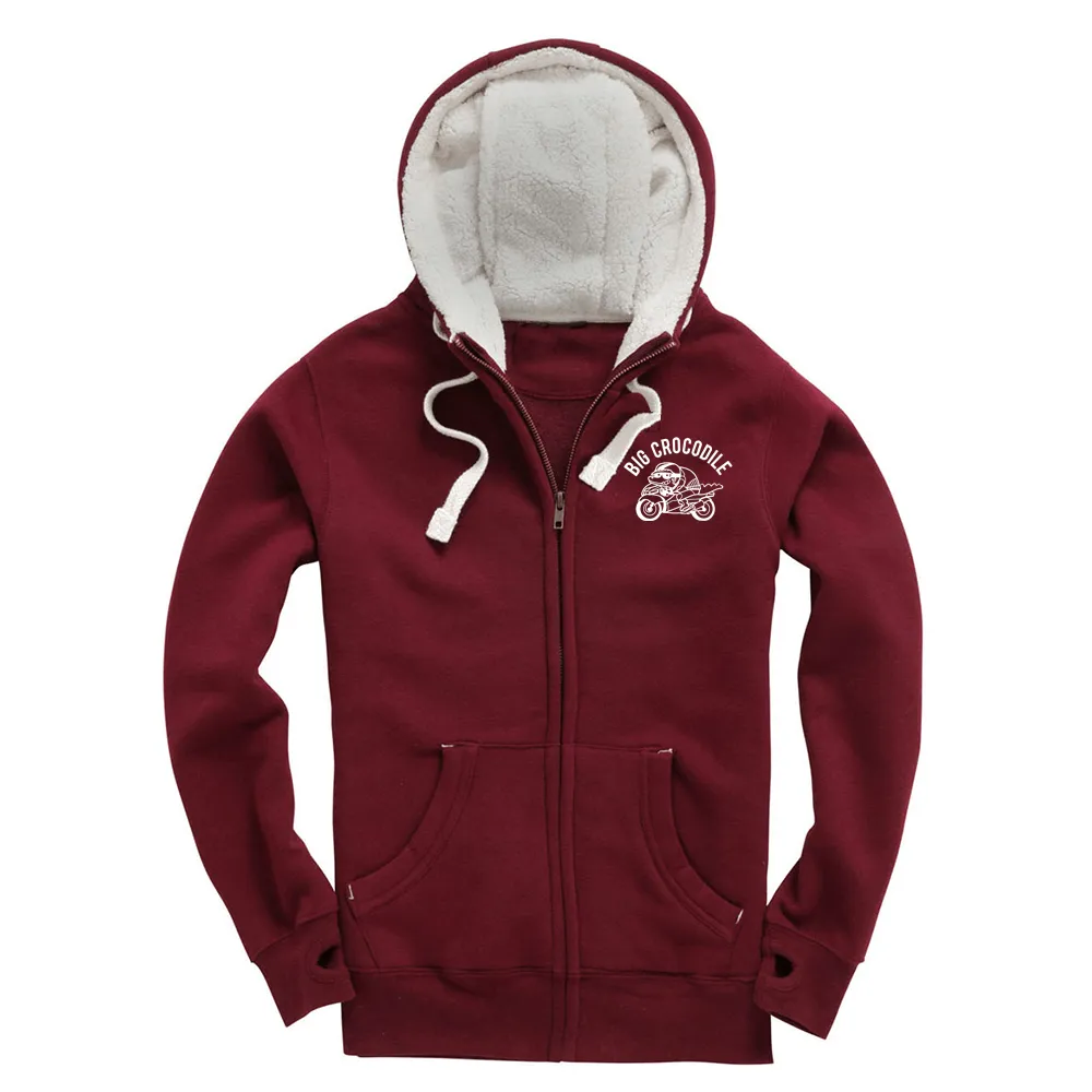 Biker Fleece Lined Zip Up Hoodie