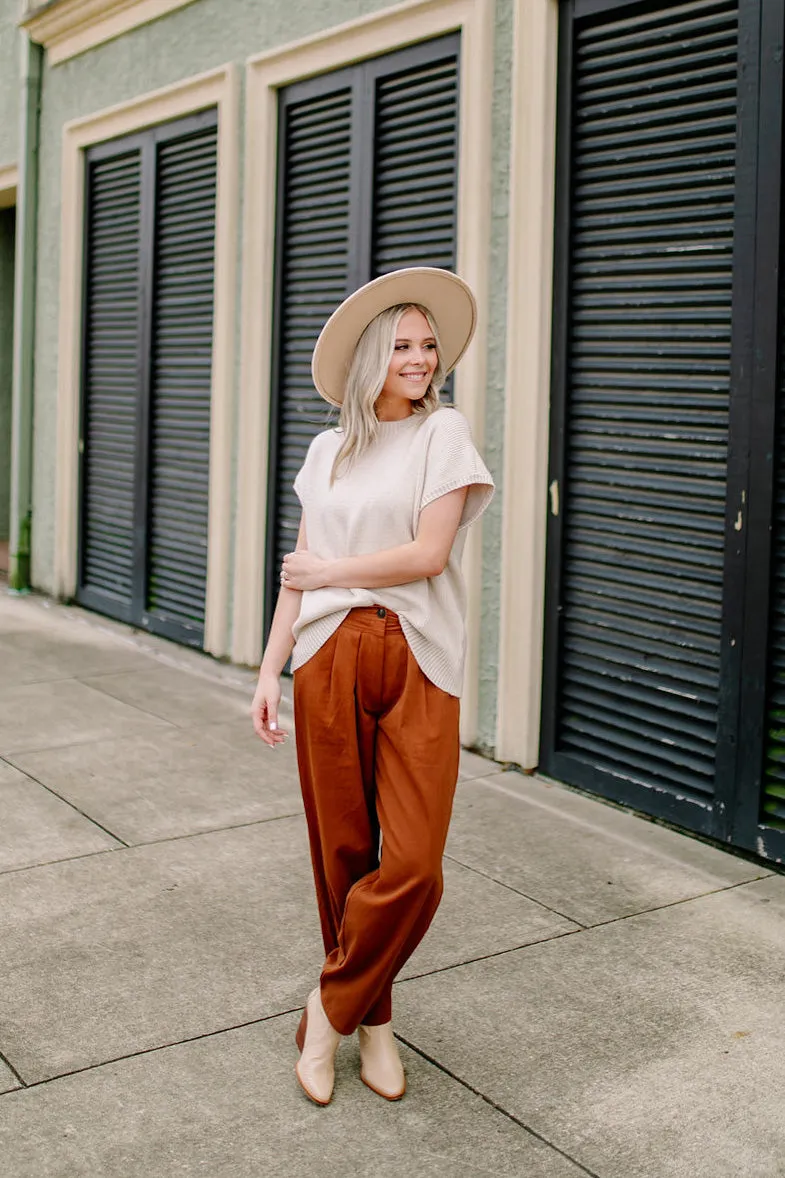 Bindi Beige Sleeveless Sweater Top