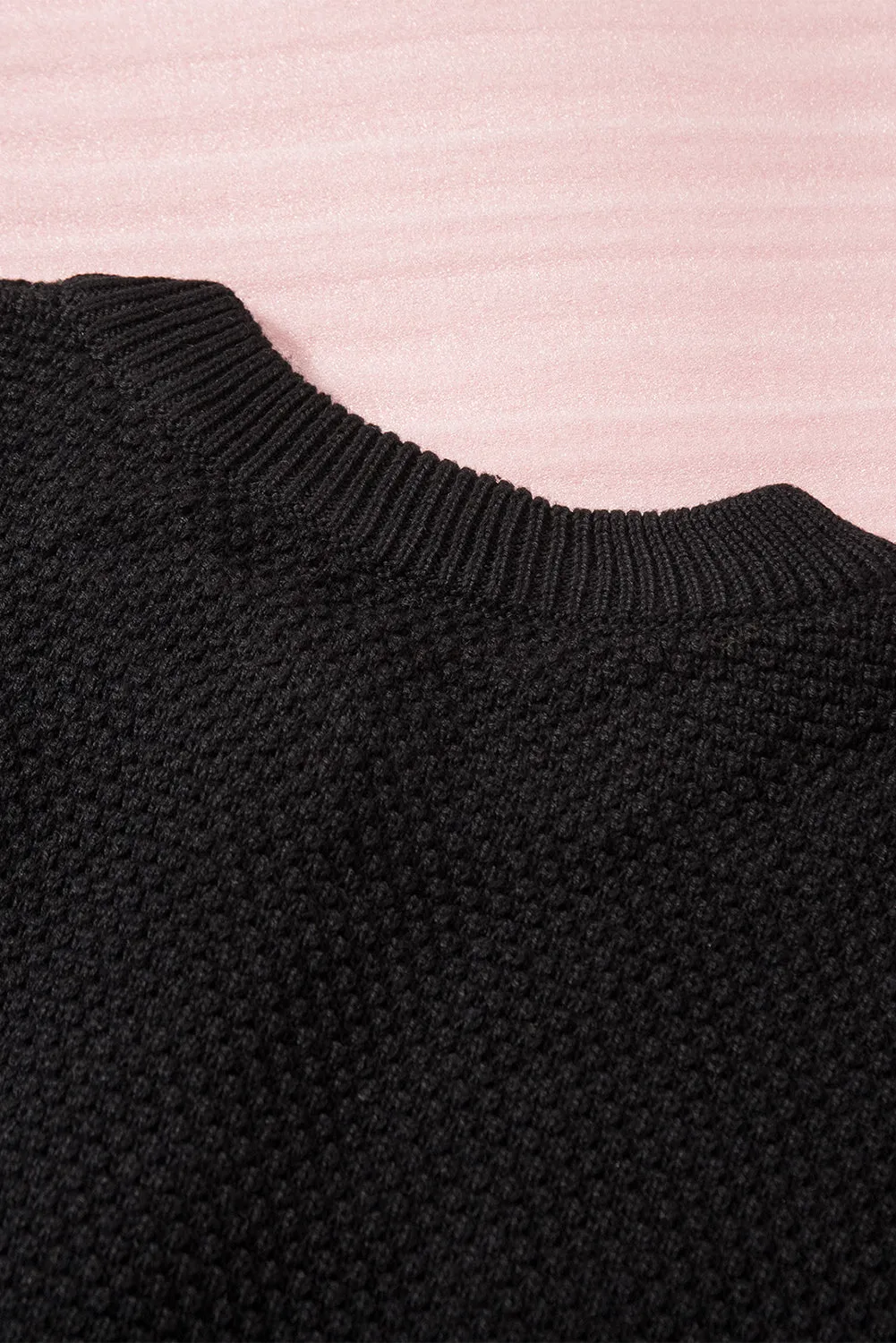 Black Drop Shoulder Casual Pullover Sweater