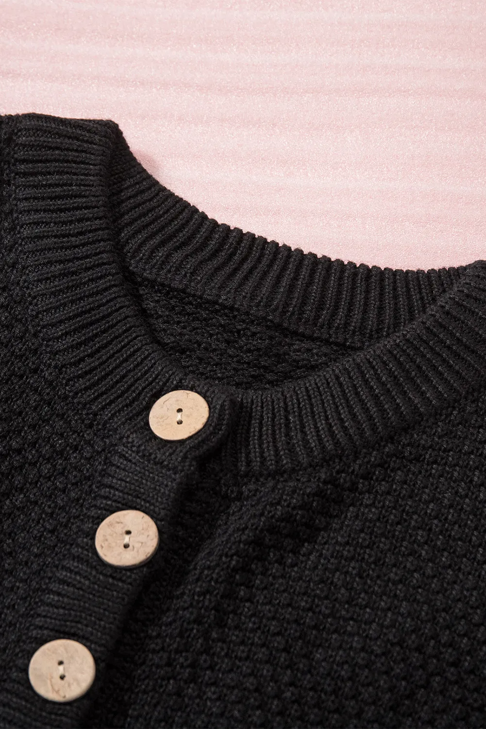 Black Drop Shoulder Casual Pullover Sweater