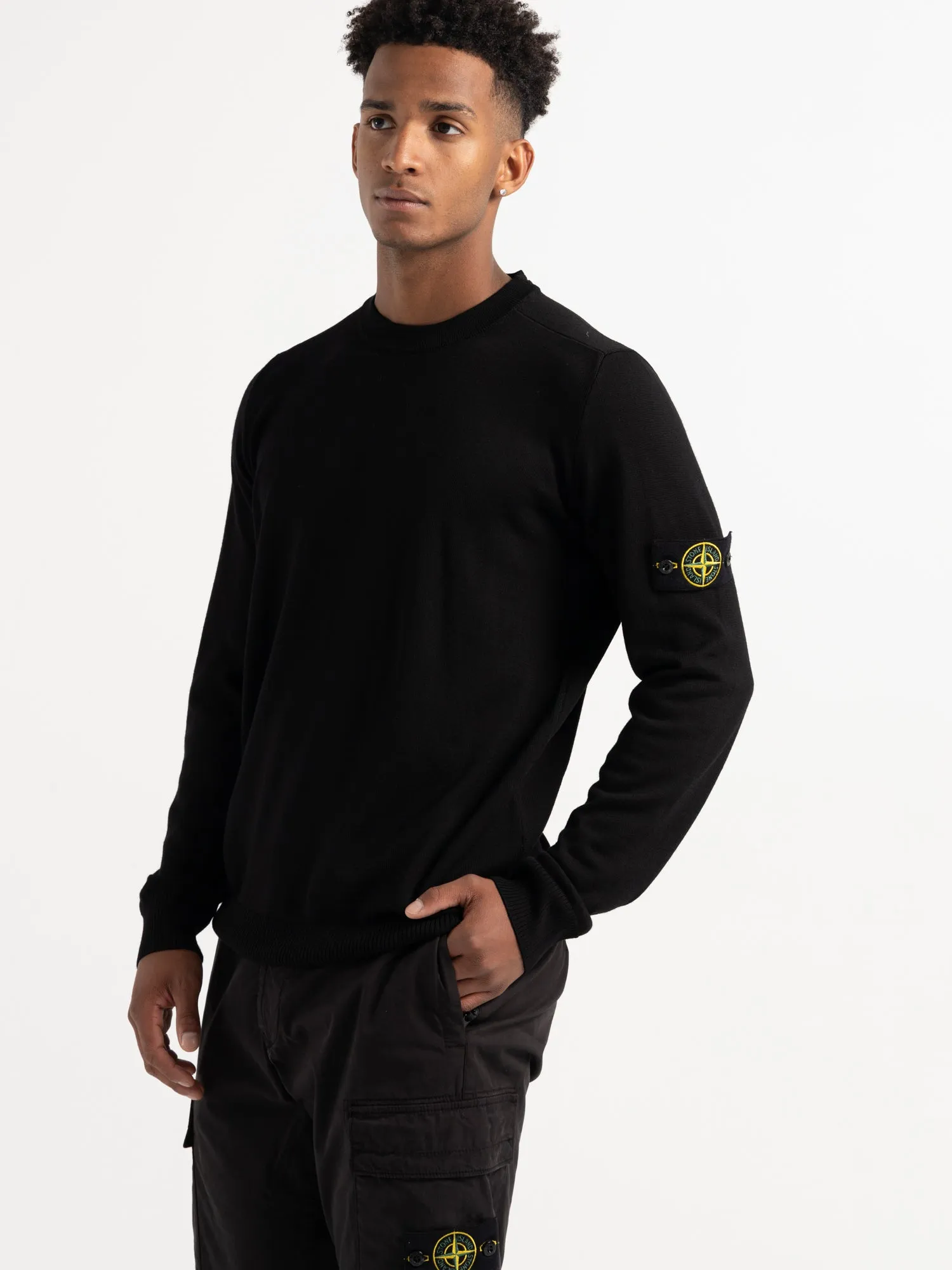 Black Wool Crewneck Sweater