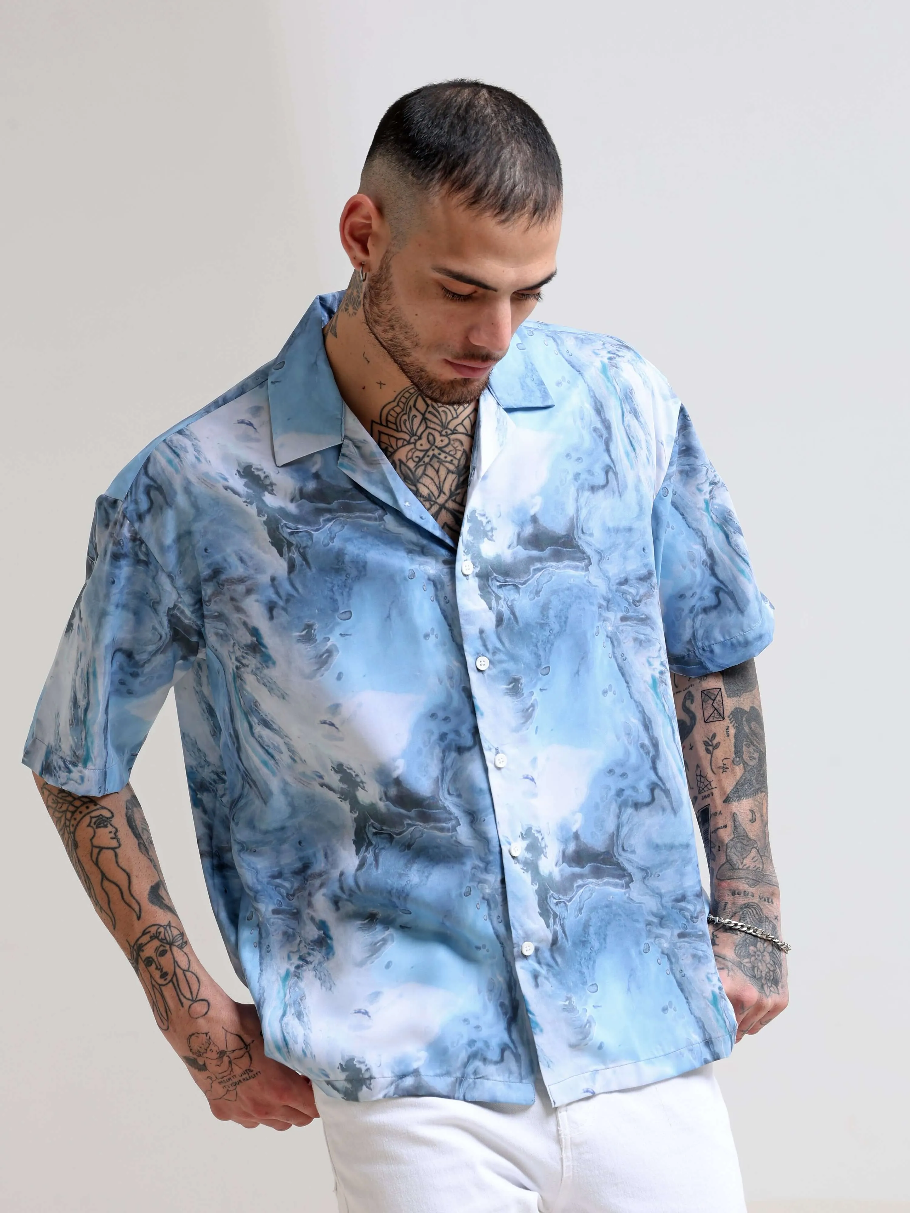 Blue Camp Oversized Shirt