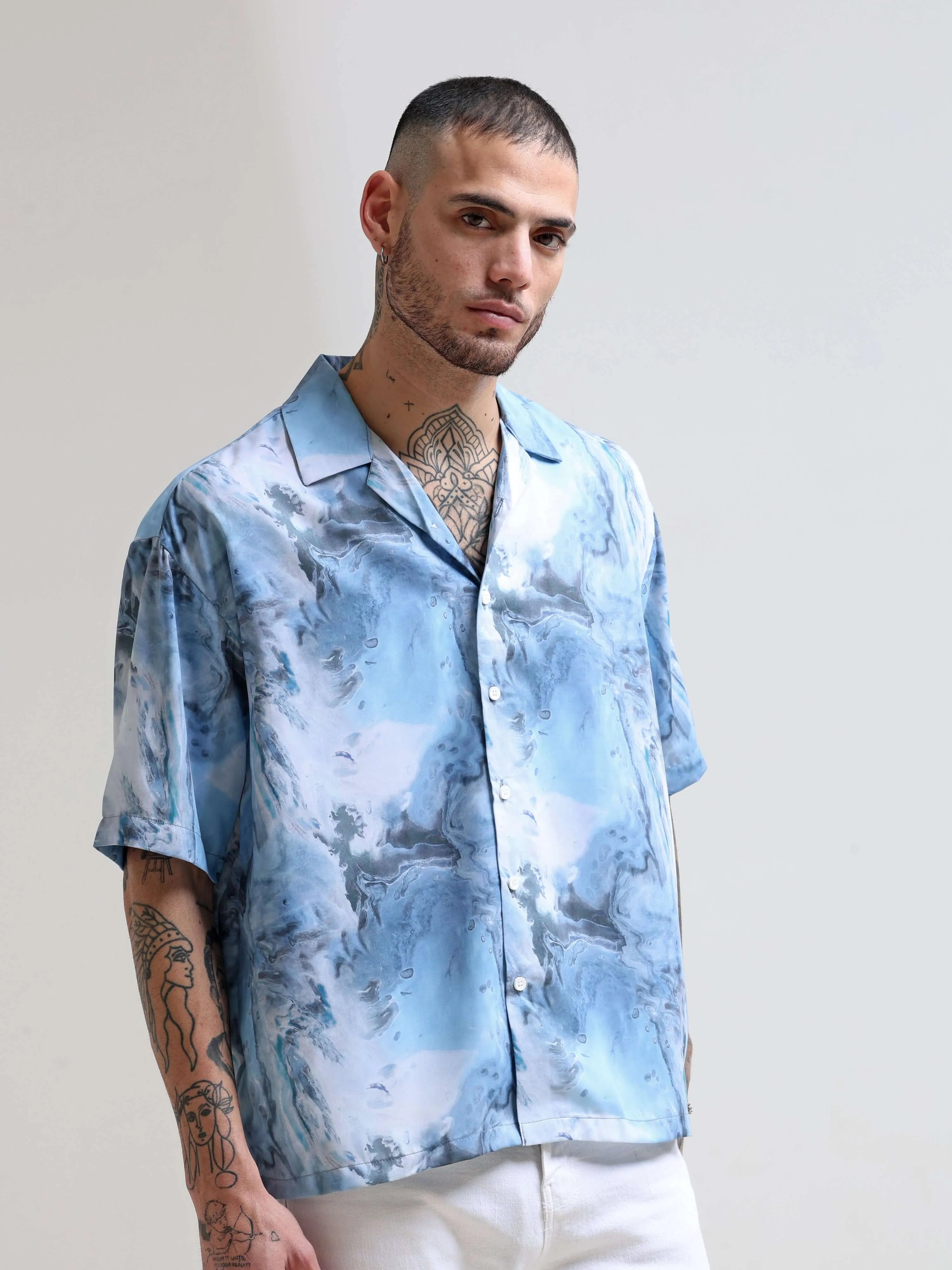 Blue Camp Oversized Shirt