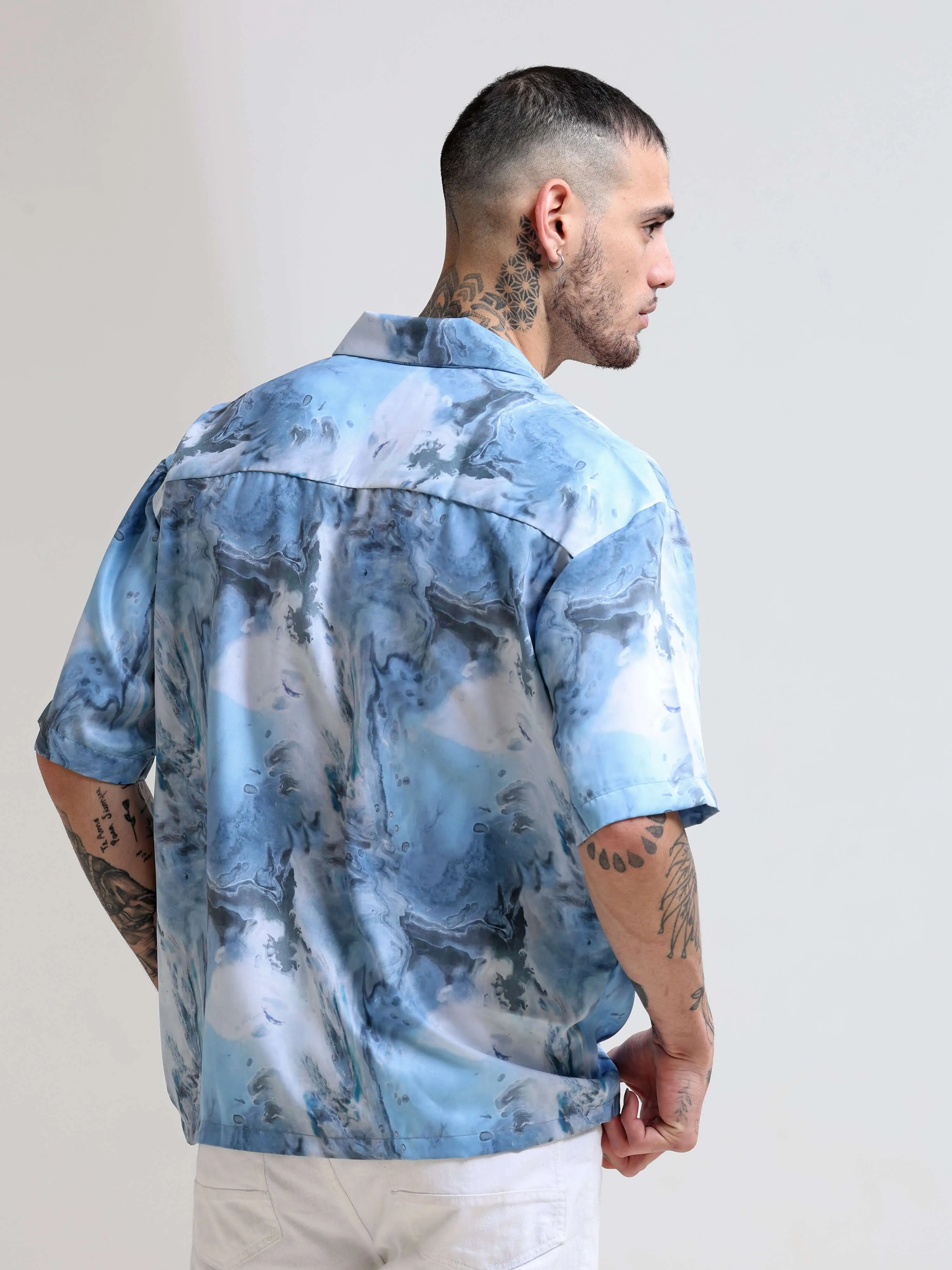 Blue Camp Oversized Shirt