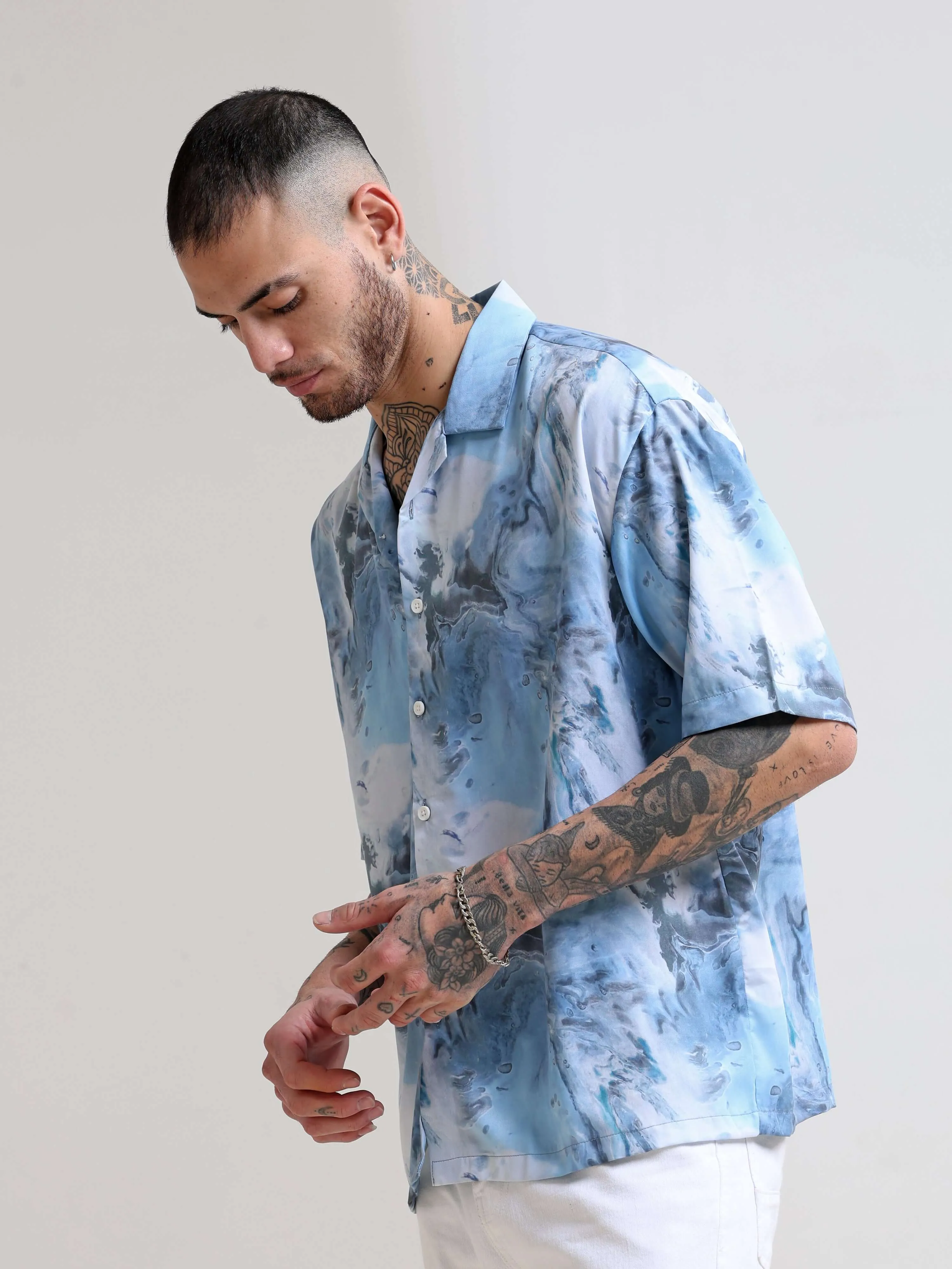 Blue Camp Oversized Shirt