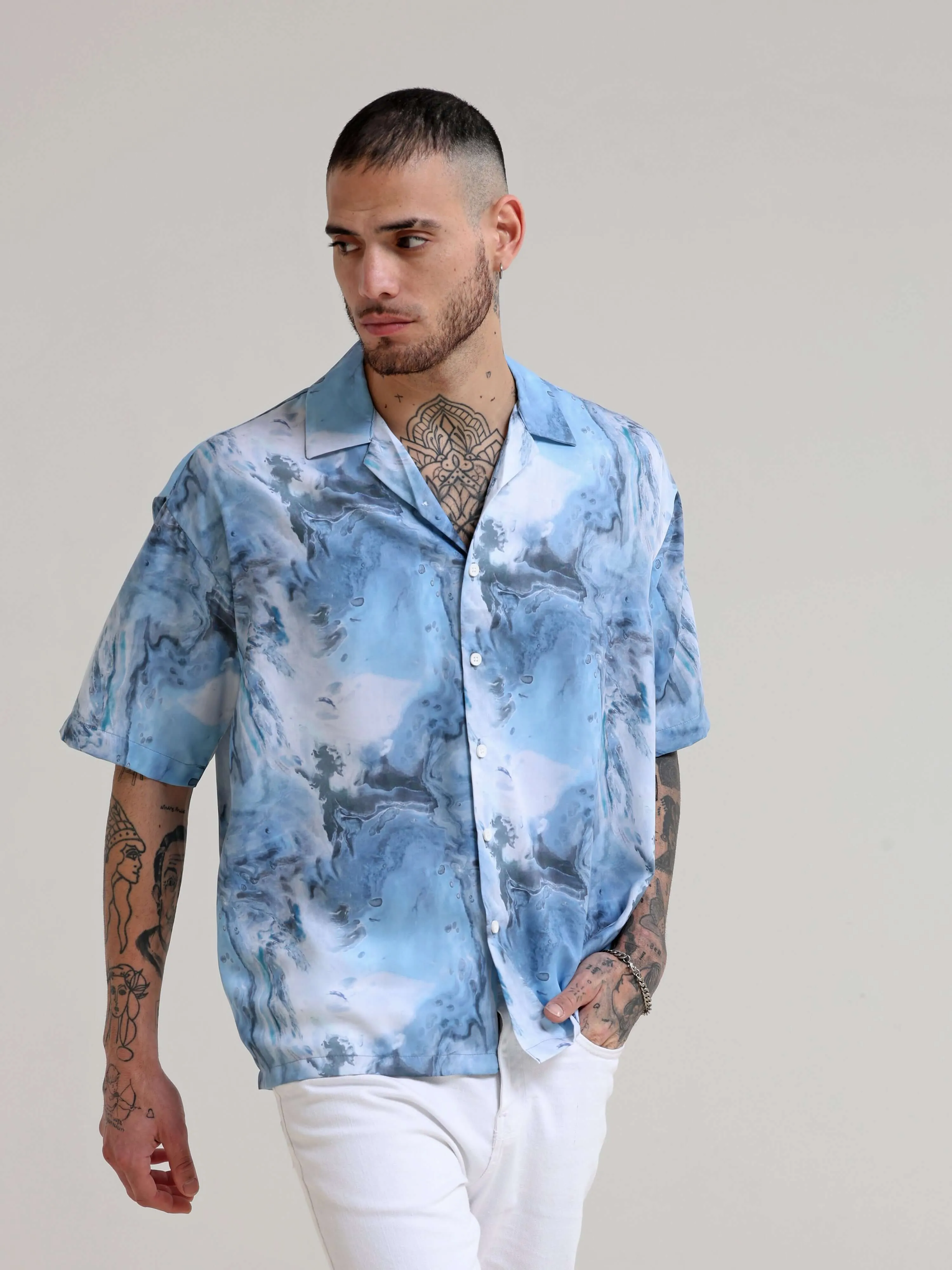 Blue Camp Oversized Shirt