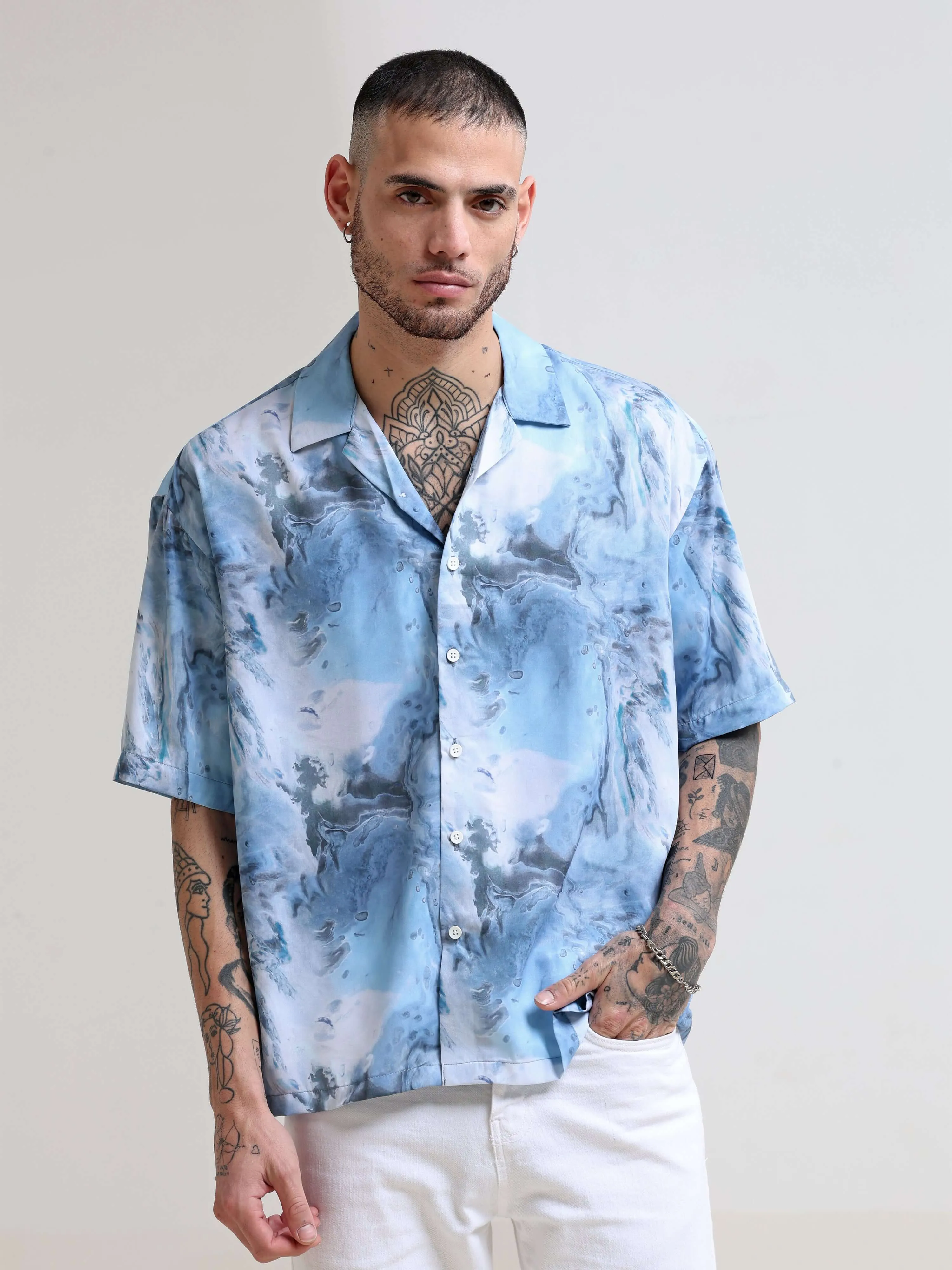 Blue Camp Oversized Shirt