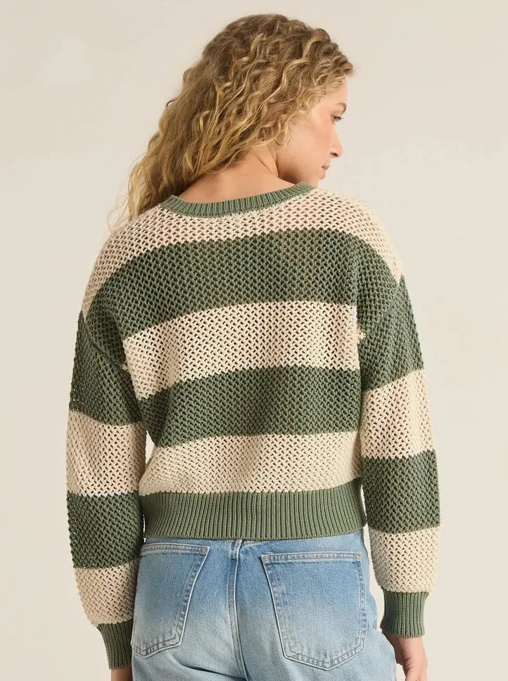 Broadbeach Stripe Sweater - Palm Green