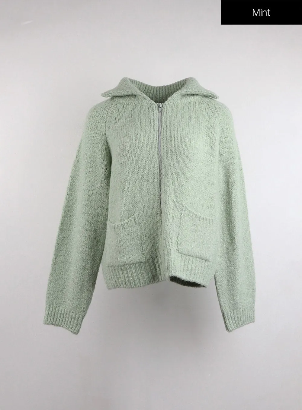 Collar Zip Up Sweater OJ418