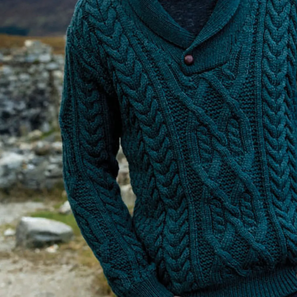 Dair -  Aran Shawl Collar Sweater