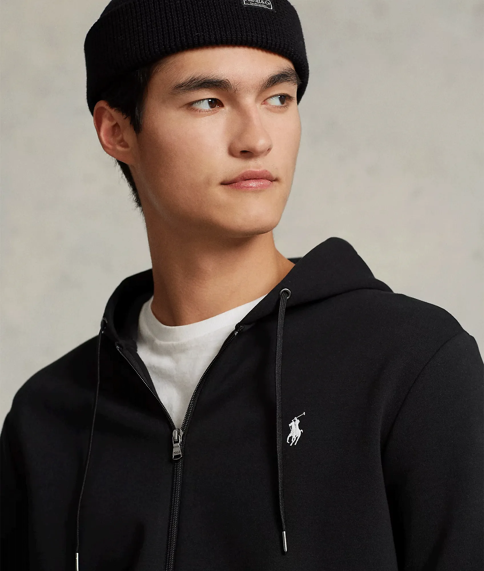 Double-Knit Full-Zip Hoodie - Black