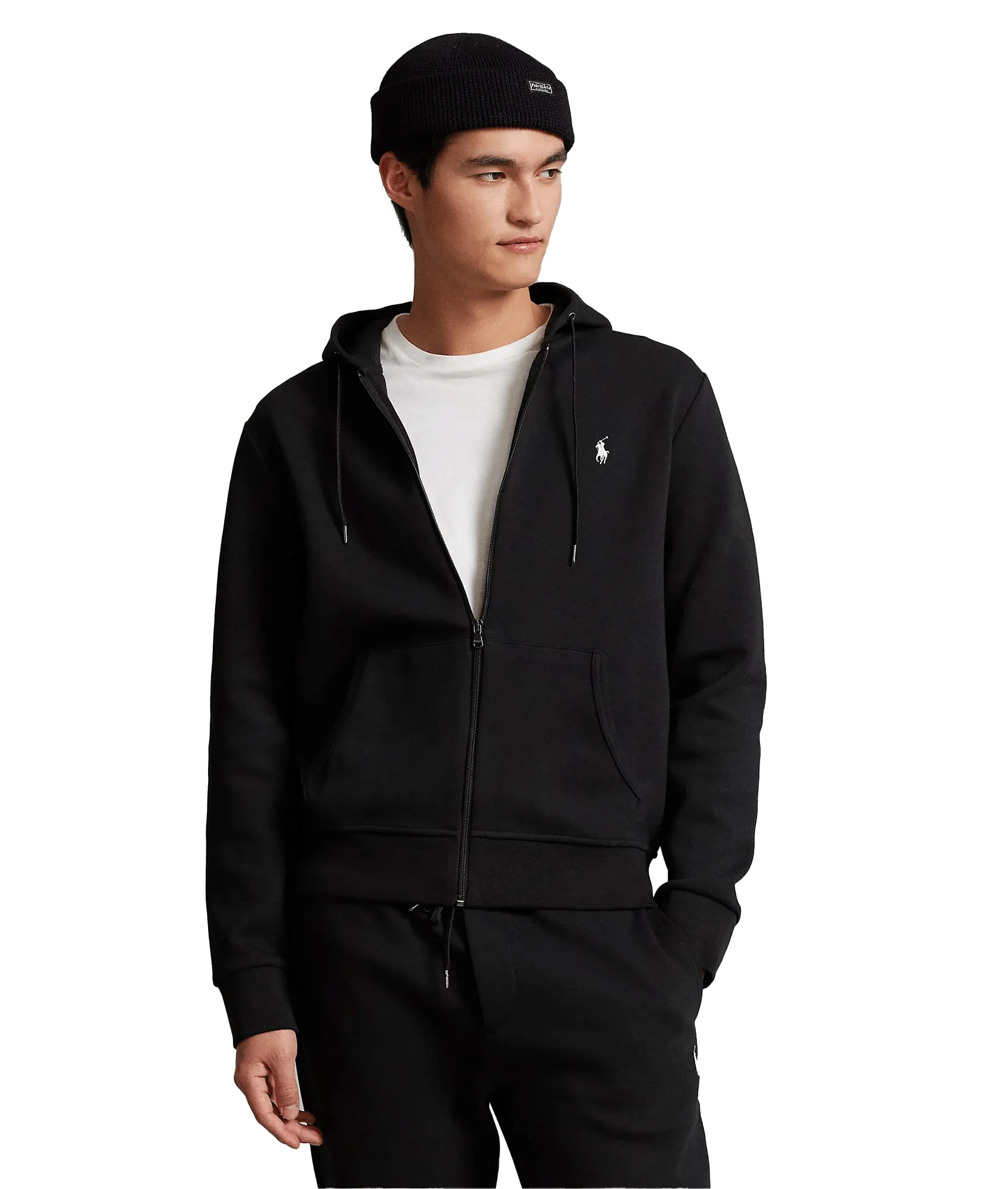 Double-Knit Full-Zip Hoodie - Black