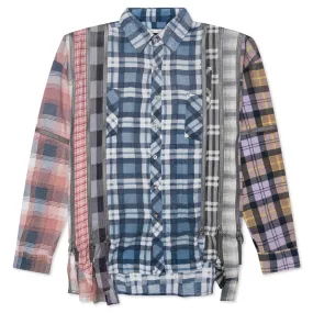 Flannel Shirt 7 Cuts Zipped Wide Reflection Shirt - Assorted