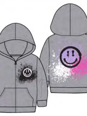 Girls Zip Hoodie - Happy Graffiti