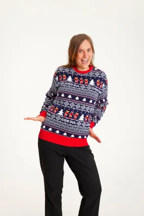 God Jul Sweater Navy - Dame.