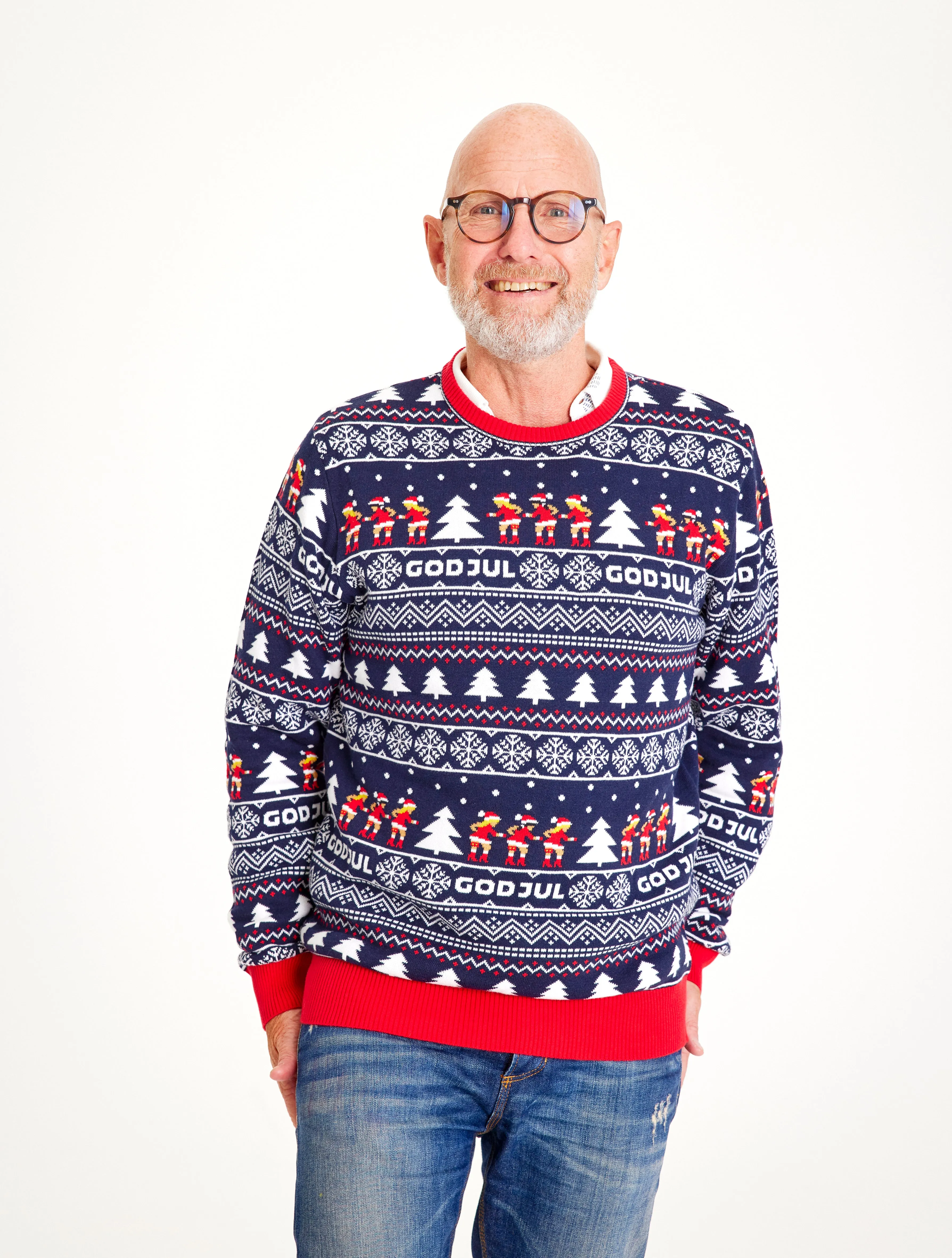 God Jul Sweater Navy - Herre.