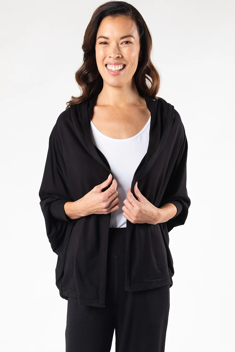 Jaime Bamboo Hoodie Cardigan - Black