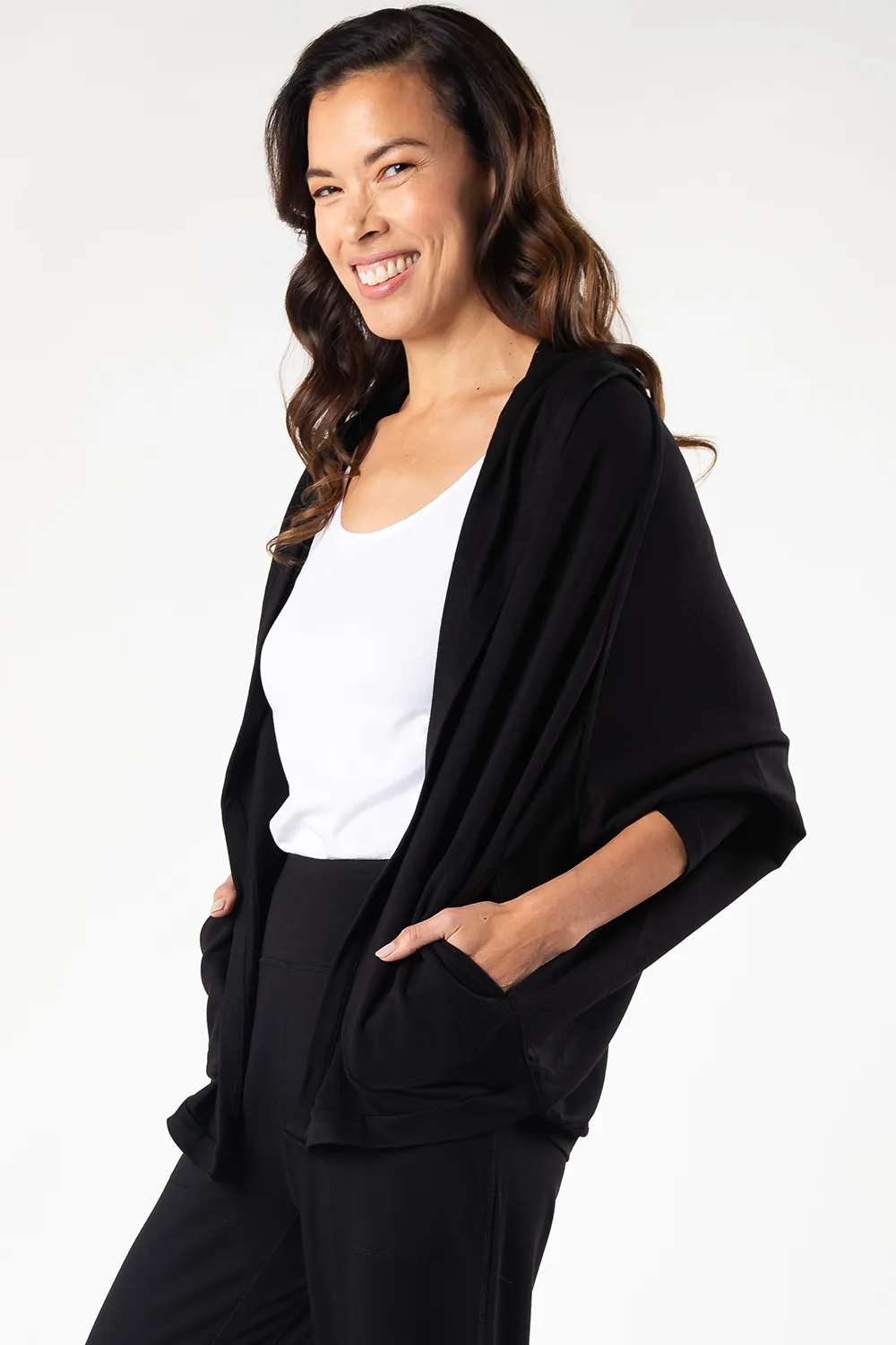 Jaime Bamboo Hoodie Cardigan - Black