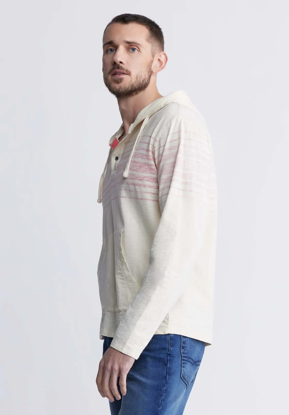 Kupid Men's Striped Hoodie in White - BM24348