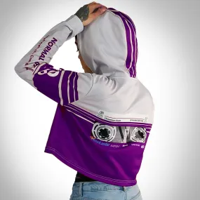 Ladies Cassette Throwback Cropped Hoodie-Purple