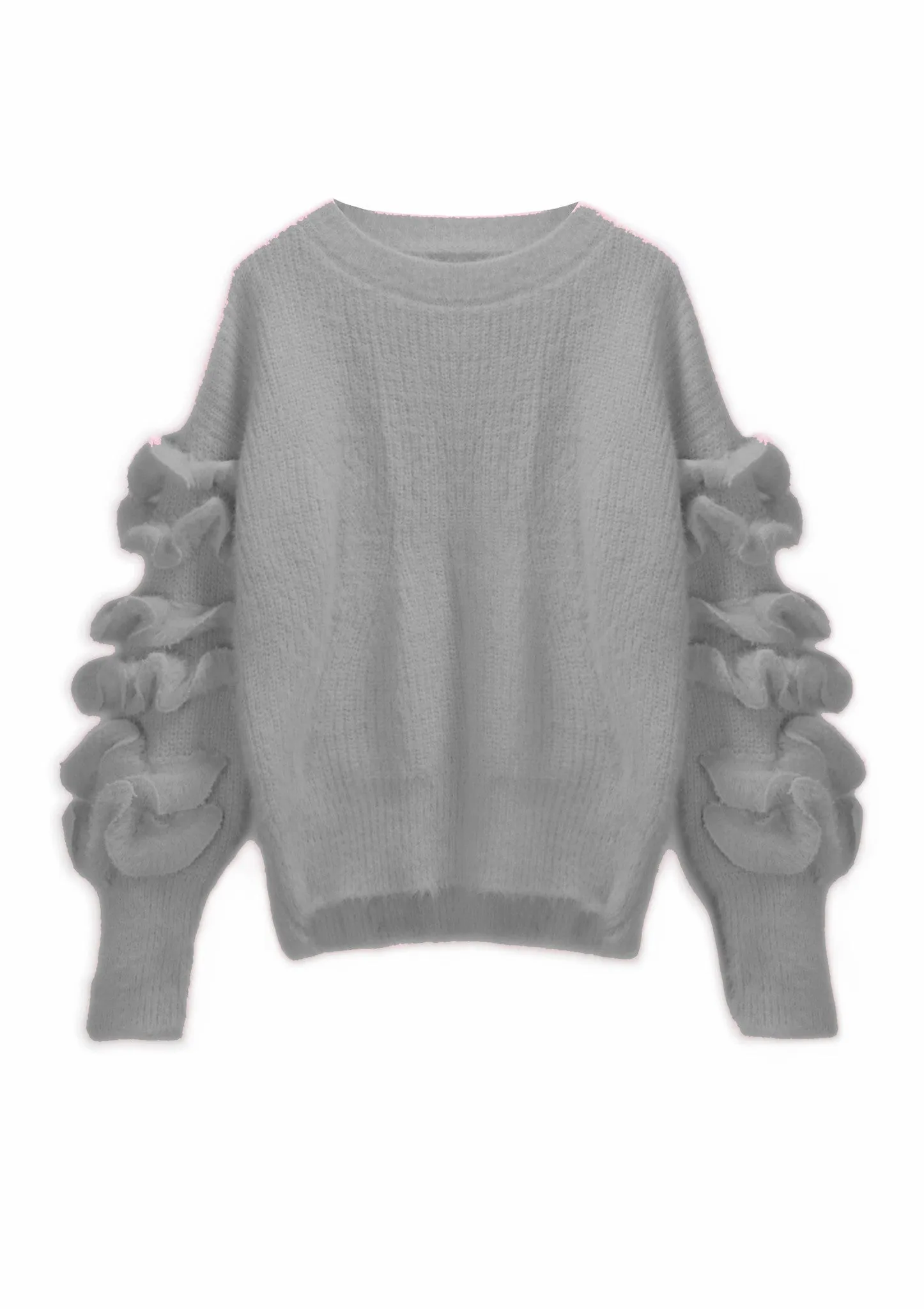 Mohair Ruffled Sleeve Short Sweater