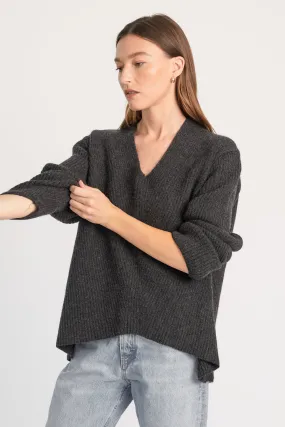 Oversized V Neck Ribbed Sweater