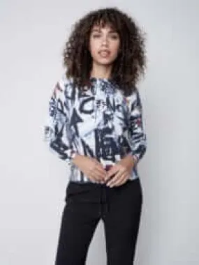 Printed Plush Crew Neck Sweater