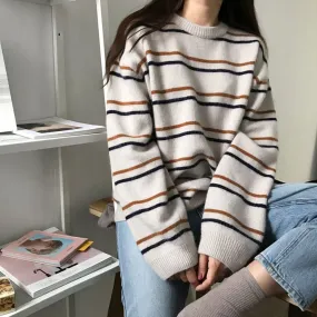 Striped Sweater With Crew Neck