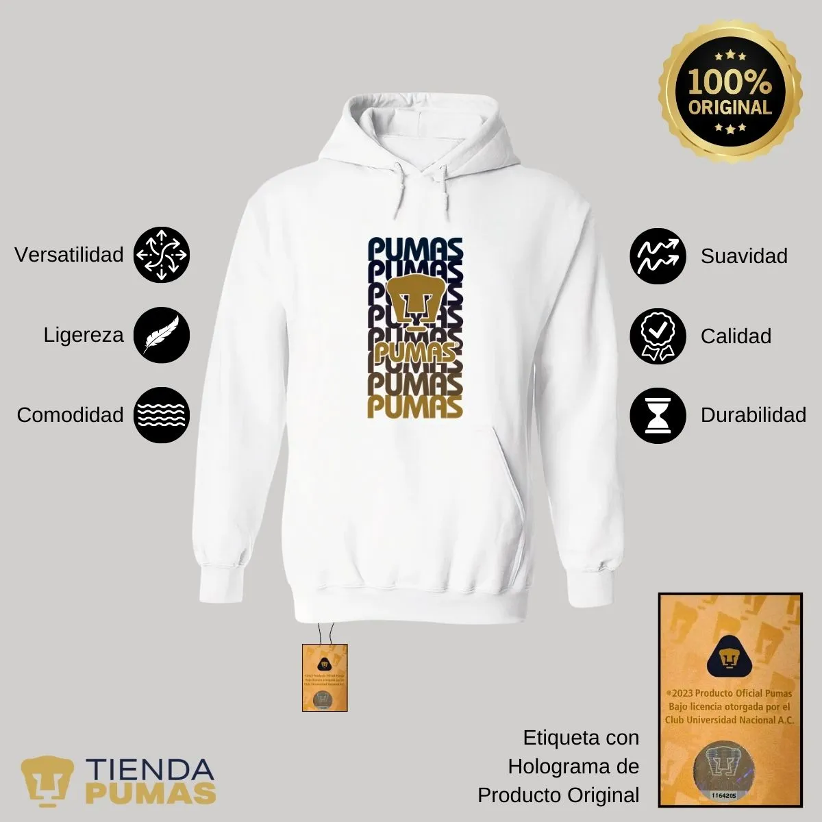 Sudadera Hombre Hoodie Pumas UNAM Degradado