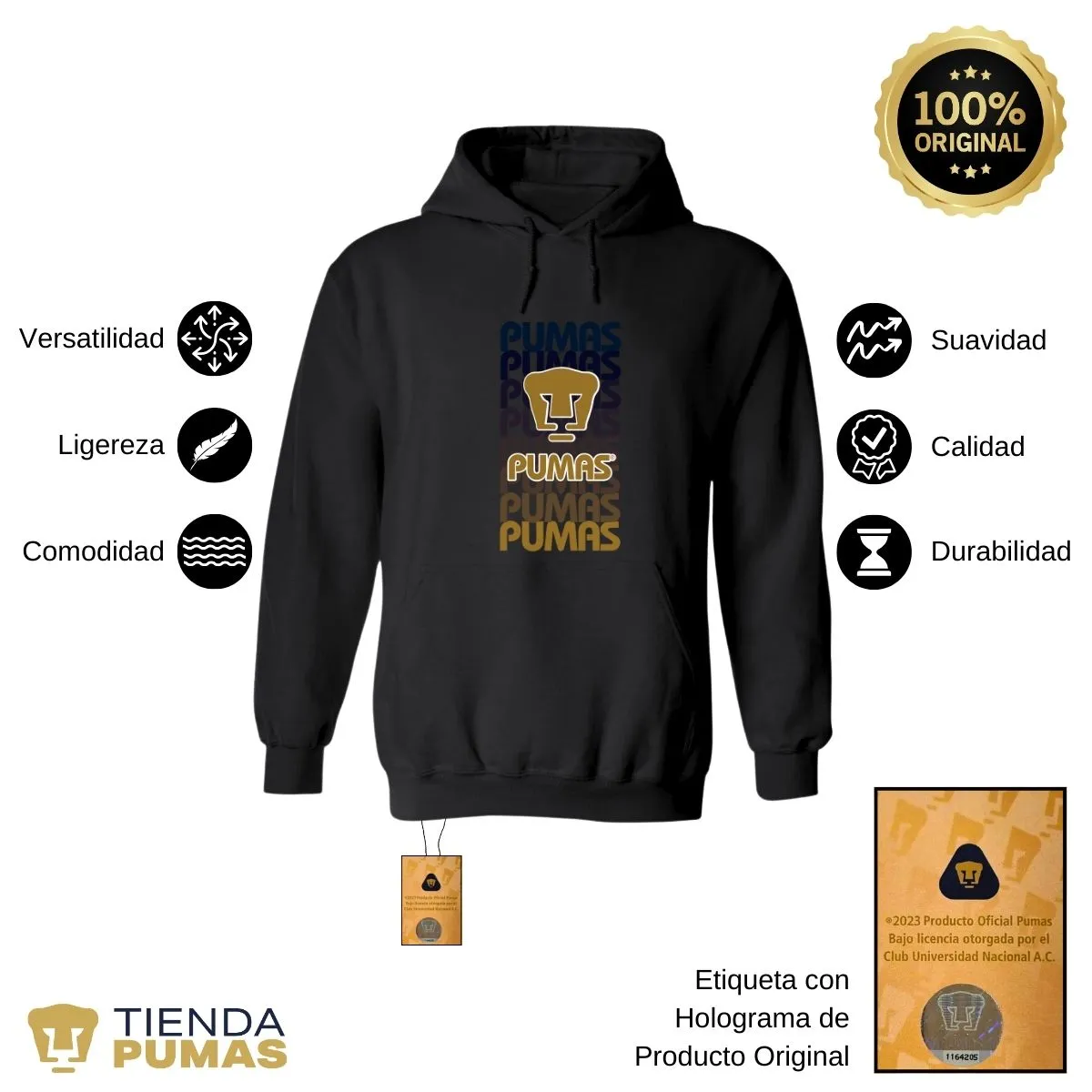 Sudadera Hombre Hoodie Pumas UNAM Degradado