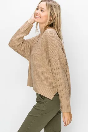 Tabby V-Neck Sweater- Taupe